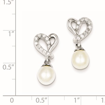 Sterling Silver Freshwater Cultured Pearl CZ Earrings — alternate view