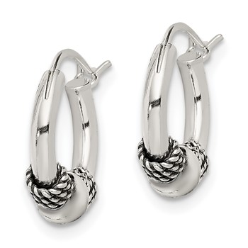 Sterling Silver Antiqued Hoop Earrings — alternate view