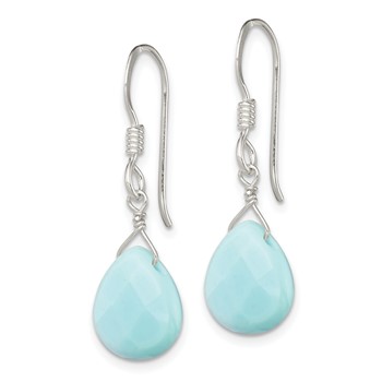 Sterling Silver Polished Amazonite Teardrop Dangle Earrings — alternate view