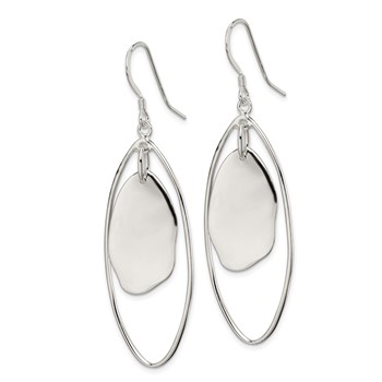Sterling Silver Polished Fancy Oval Dangle Earrings — alternate view
