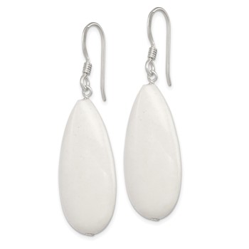 Sterling Silver Polished White Jade Teardrop Dangle Earrings — alternate view