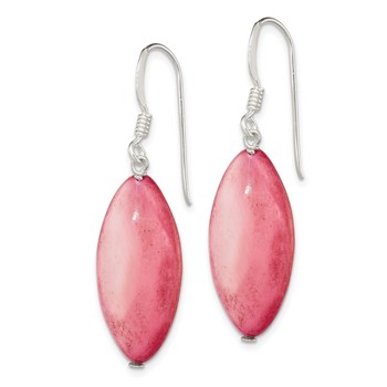 Sterling Silver Polished Pink Mother of Pearl Marquise Dangle Earrings — alternate view