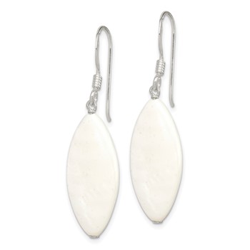 Sterling Silver Polished White Mother of Pearl Marquise Dangle Earrings — alternate view