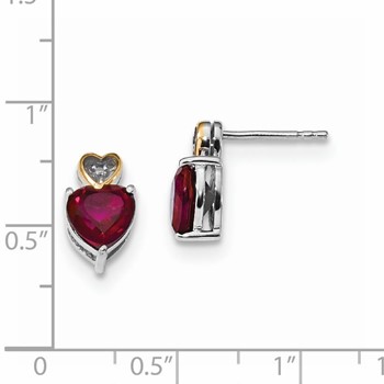 Sterling Silver & 14K Red Enhanced Topaz and Diamond Earrings — alternate view