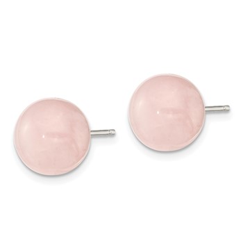 Sterling Silver 10-10.5mm Rose Quartz Button Post Earrings — alternate view