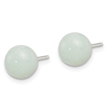 Sterling Silver Rhod-pltd 8-8.5mm Button Amazonite Post Earrings — alternate view