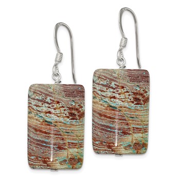Sterling Silver Polished Rectangular Jasper Dangle Earrings — alternate view