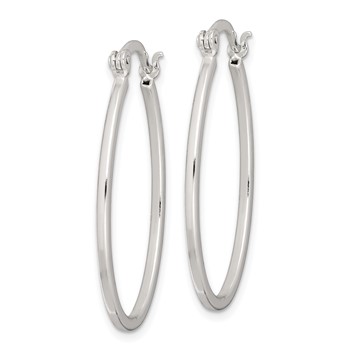 Sterling Silver Polished 1.5mm Square Tube Oval Hoop Earrings — alternate view