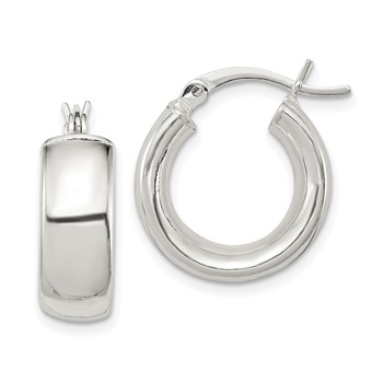 Sterling Silver Polished 6mm Round Hoop Earrings