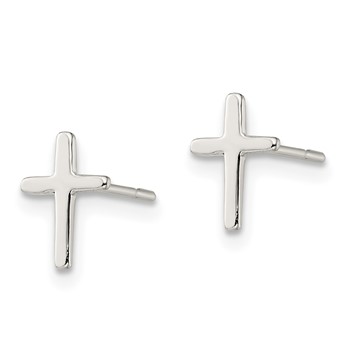 Sterling Silver Polished Latin Cross Post Earrings — alternate view