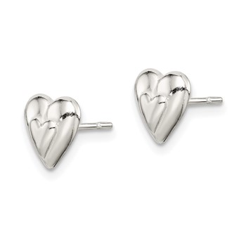 Sterling Silver Polished Heart Post Earrings — alternate view