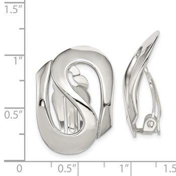 Sterling Silver Polished Fancy S Design Non-Pierced Earrings — alternate view