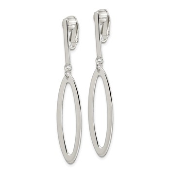 Sterling Silver Polished Non-Pierced Elongated Oval Dangle Earrings — alternate view