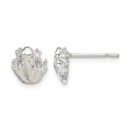 Sterling Silver Polished Mini Frog Post Earrings