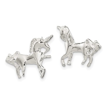 Sterling Silver Unicorn Mini Earrings — alternate view