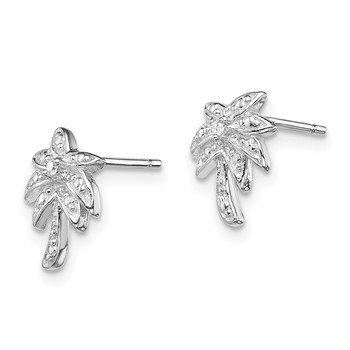 Sterling Silver Rhodium-plated CZ Palm Tree Post Earrings — alternate view