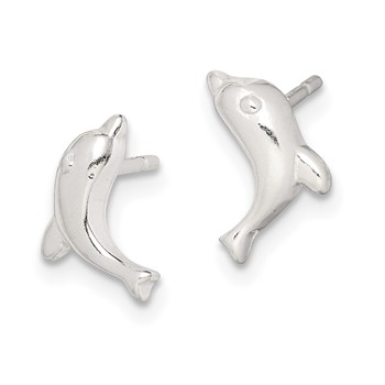 Sterling Silver Polished Dolphin Post Earrings — alternate view