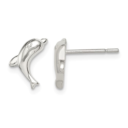Sterling Silver Polished Dolphin Post Earrings