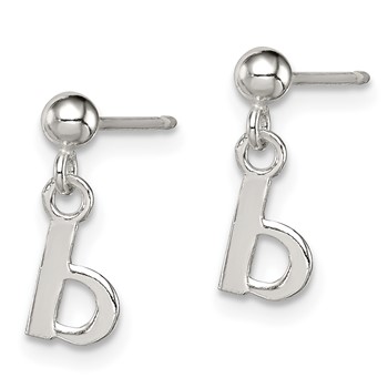 Sterling Silver Polished B Dangle Post Earrings — alternate view