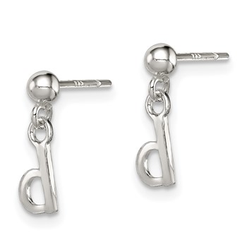 Sterling Silver Polished D Dangle Post Earrings — alternate view