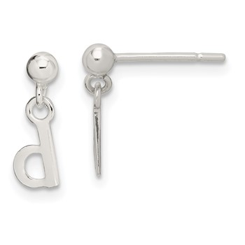 Sterling Silver Polished D Dangle Post Earrings