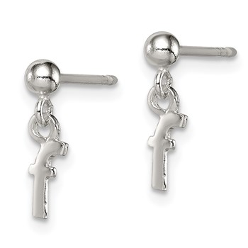 Sterling Silver Polished F Dangle Post Earrings — alternate view