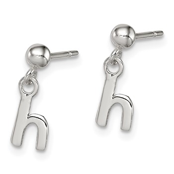Sterling Silver Polished H Dangle Post Earrings — alternate view