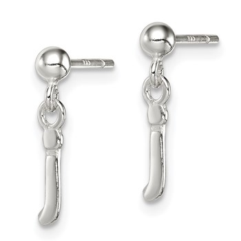 Sterling Silver Polished J Dangle Post Earrings — alternate view