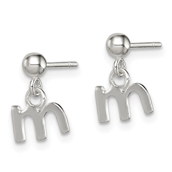 Sterling Silver Polished M Dangle Post Earrings — alternate view
