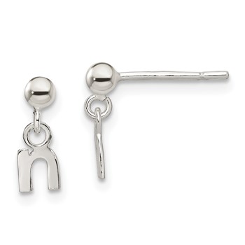 Sterling Silver Polished N Dangle Post Earrings