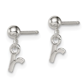 Sterling Silver Polished R Dangle Post Earrings — alternate view