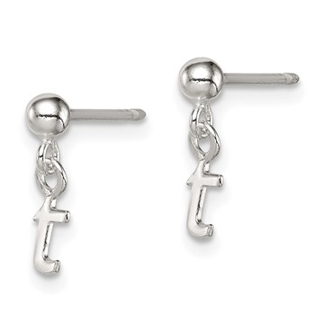 Sterling Silver Polished T Dangle Post Earrings — alternate view