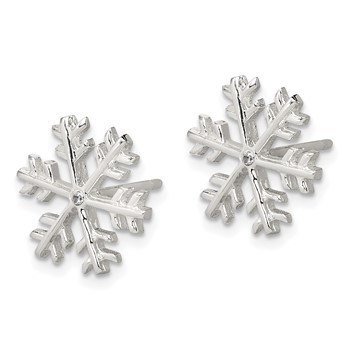 Sterling Silver CZ Polished Snowflake Post Earrings — alternate view