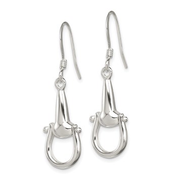 Sterling Silver Polished Stirrup Dangle Earrings — alternate view