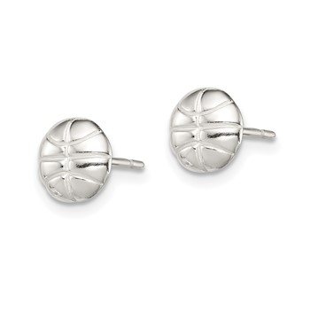 Sterling Silver Basketball Mini Earrings — alternate view