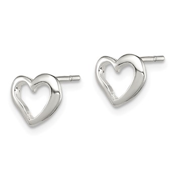 Sterling Silver Polished Heart Post Earrings — alternate view