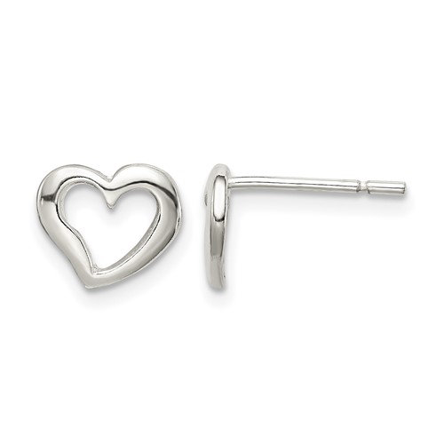 Sterling Silver Polished Heart Post Earrings