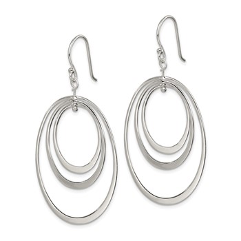 Sterling Silver Polished Triple Oval Dangle Earrings — alternate view