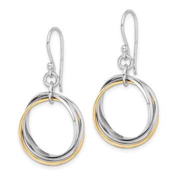 Sterling Silver Rhodium & Gold-Plated Triple Circle Dangle Earrings — alternate view