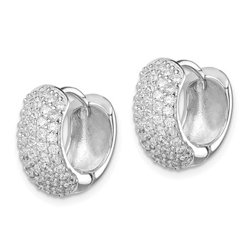 Sterling Silver Rhodium-plated CZ Hinged Hoop Earrings — alternate view