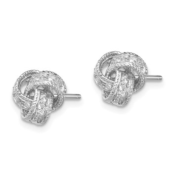 Sterling Silver Rhodium-plated CZ Love Knot Post Earrings — alternate view