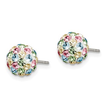 Sterling Silver Rhod-pltd Multicolor Preciosa Crystal 7mm Post Earrings — alternate view