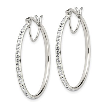 Sterling Silver Rhodium-plated White Preciosa Crystal Hoop Earrings — alternate view