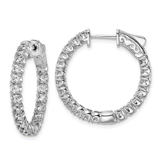 Sterling Silver Gold Plated Inside and Out CZ Round Hoop Earrings