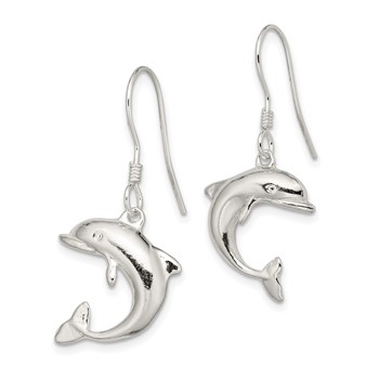 Sterling Silver Dolphin Earrings — alternate view