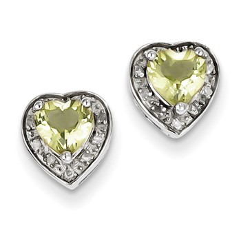 Sterling Silver Diamond & Lemon Quartz Earring
