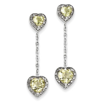 Sterling Silver Diamond & Lemon Quartz Earring