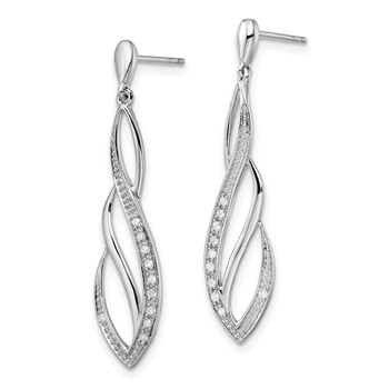 Sterling Silver Rhodium Diam. Dangle Post Earrings — alternate view