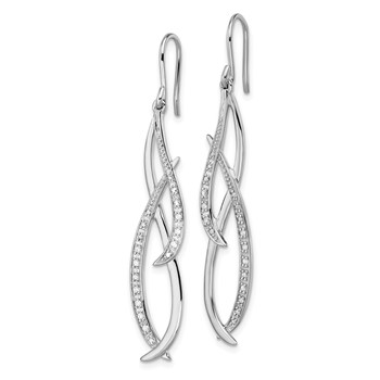 Sterling Silver Rhodium Diam. Dangle Earrings — alternate view
