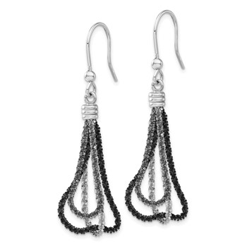 Sterling Silver Ruthenium & Black Rhodium Chain Dangle Earrings — alternate view